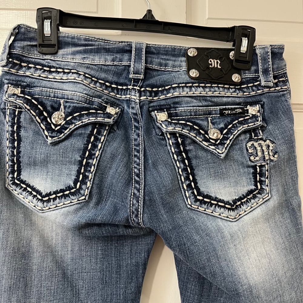 Y2K Buckle Miss Me Bootcut Jeans 28 Embellished Western Cowgirl Flap Pockets
